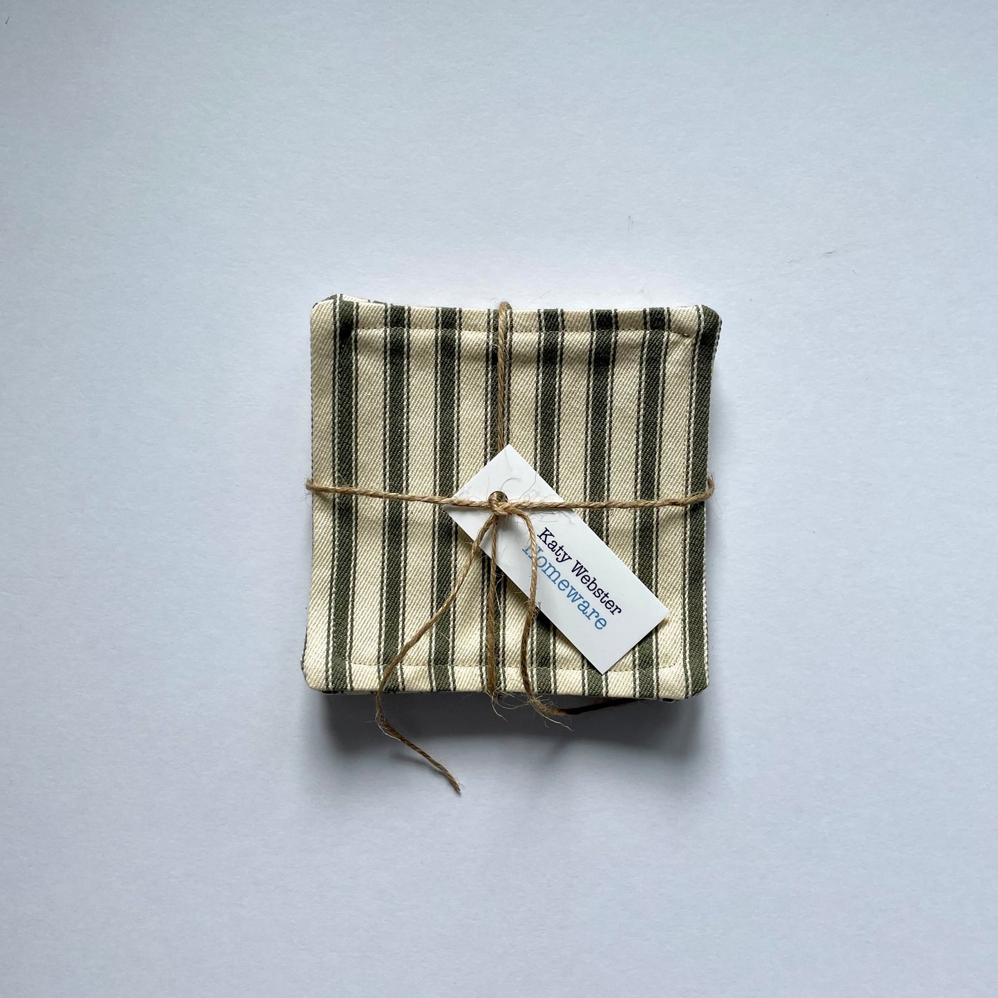Red Stripe Fabric Coasters - 6 Pk