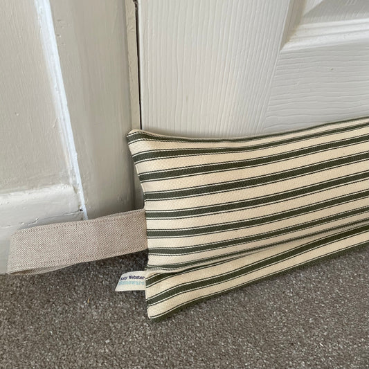 Olive Ticking Stripe Weighted Draught Excluder
