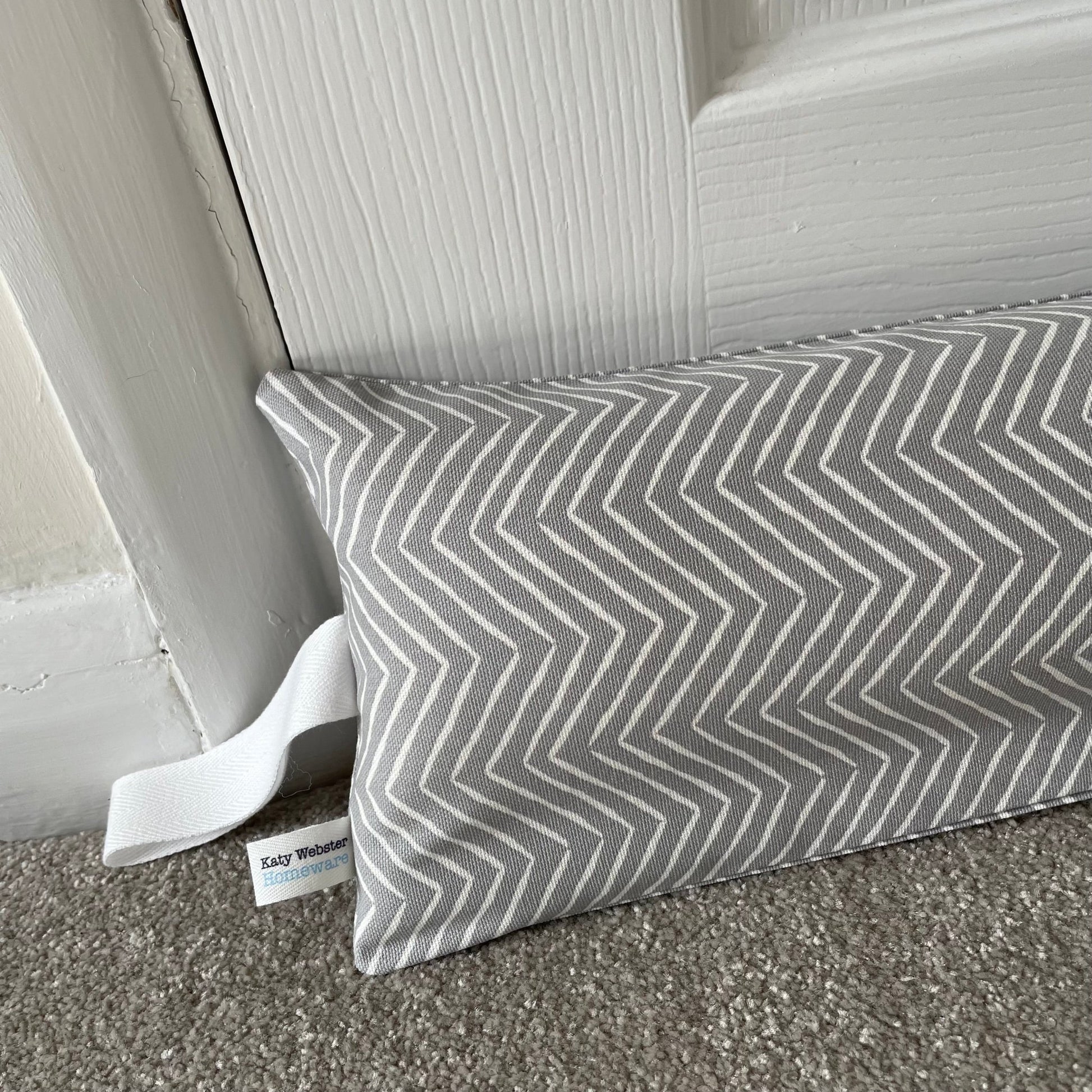 Grey Herringbone Weighted Draught Excluder - katywebsterhomeware