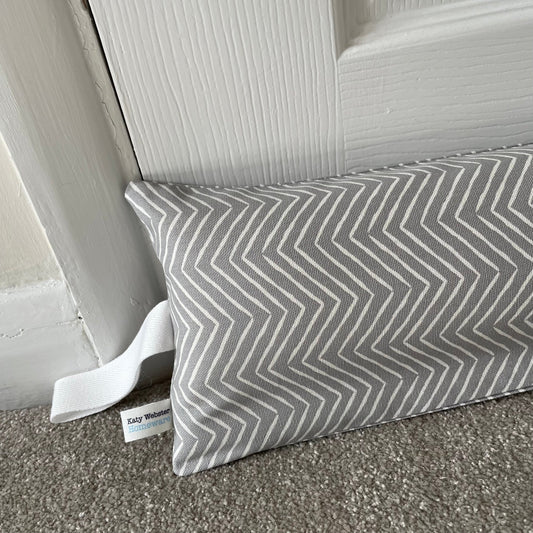 Grey Herringbone Weighted Draught Excluder - katywebsterhomeware