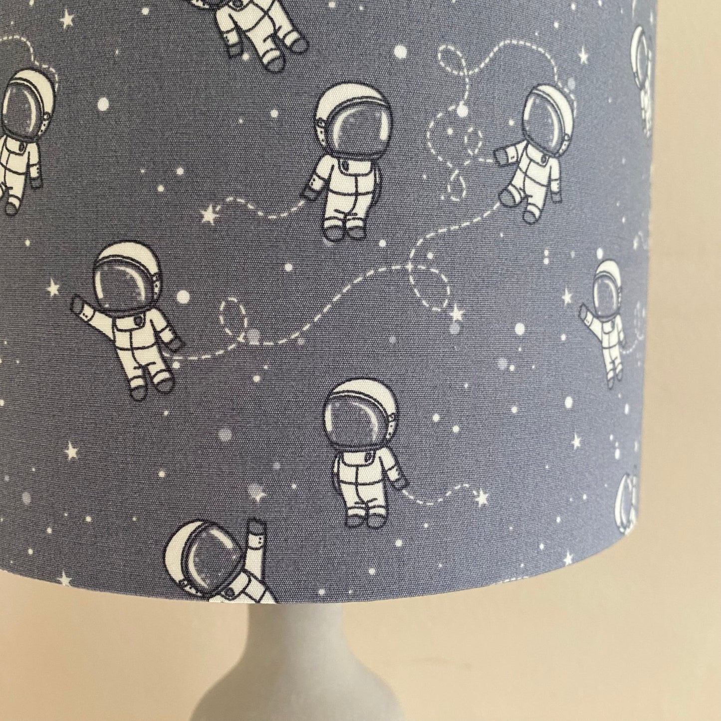 Grey Spaceman Drum Table Lampshade - 20 cm Diameter - katywebsterhomeware