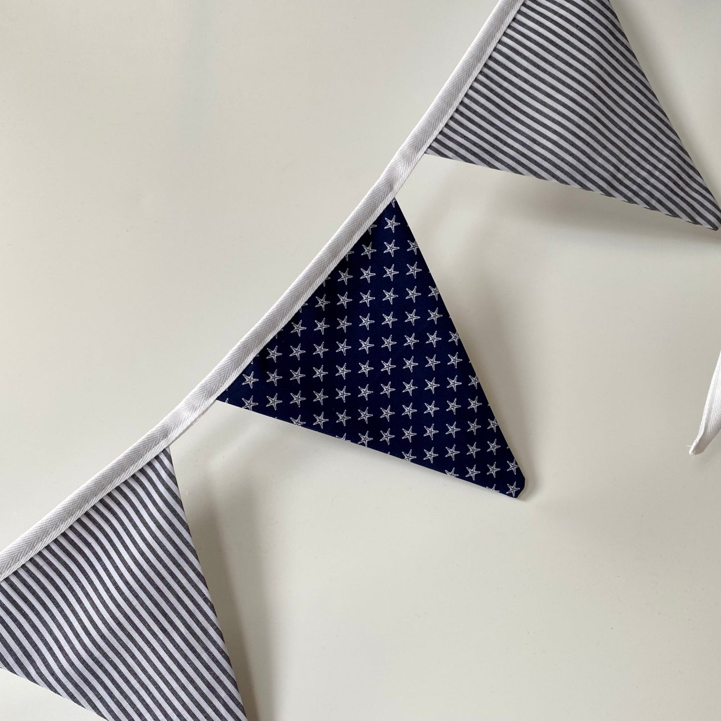 Navy Starfish and Stripe Bunting - katywebsterhomeware