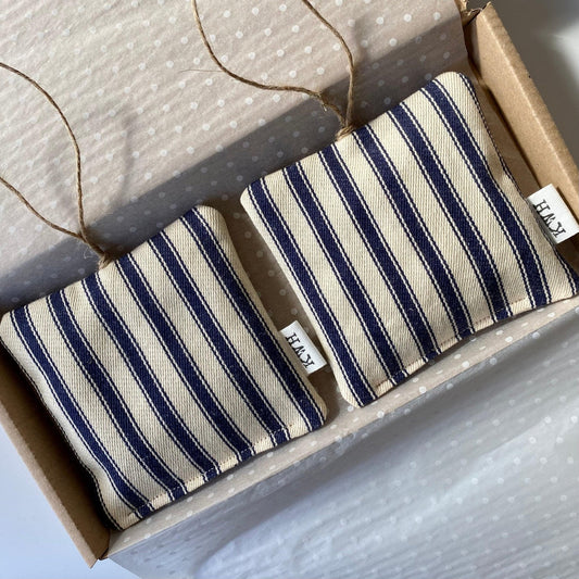 Navy Ticking Lavender Bags in Gift Box (2 Pk) - katywebsterhomeware