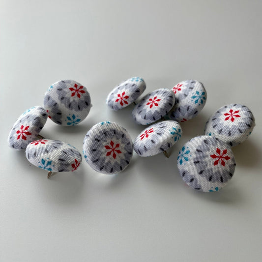 Snowflake Fabric Covered Pins (10 pk) - katywebsterhomeware