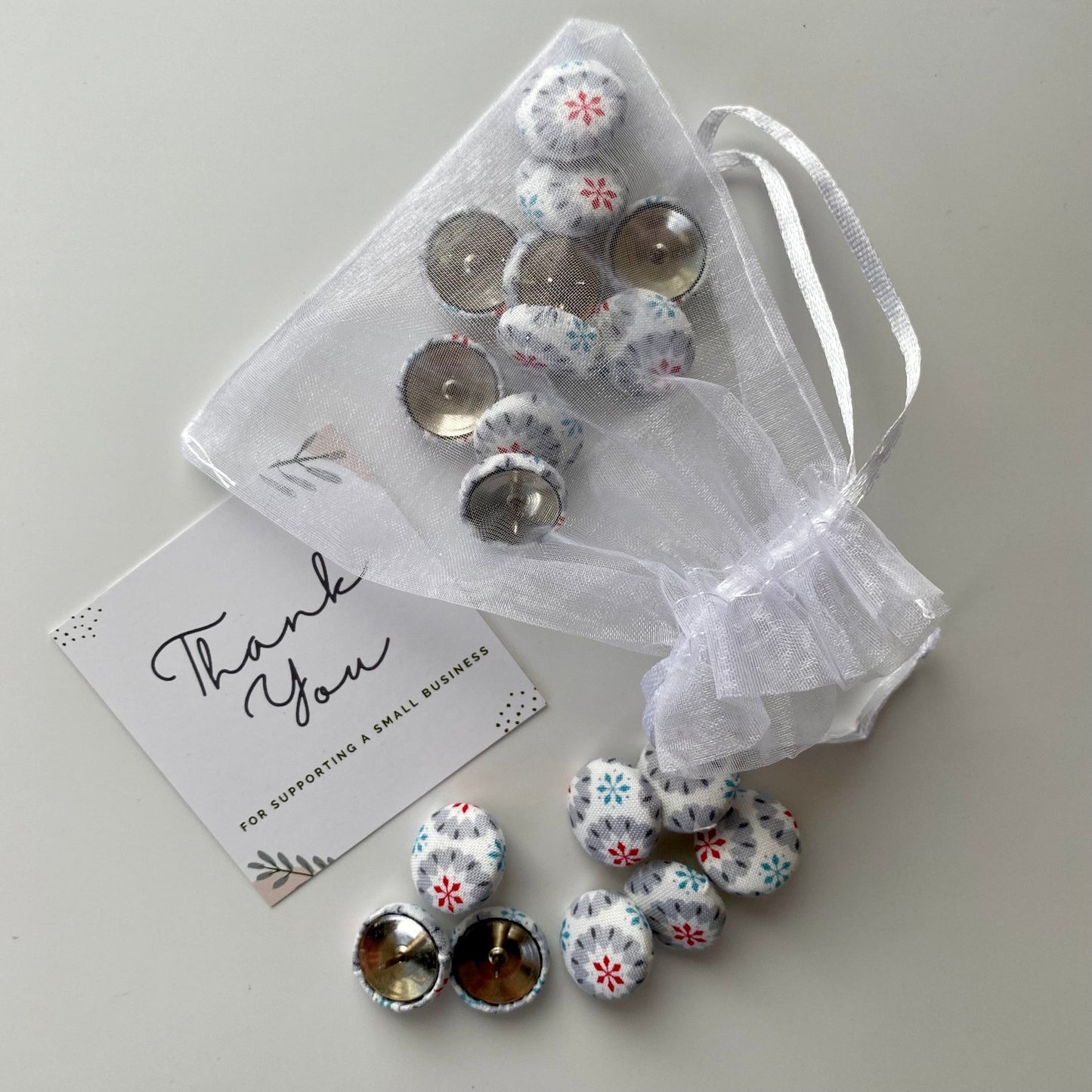 Snowflake Fabric Covered Pins (10 pk) - katywebsterhomeware