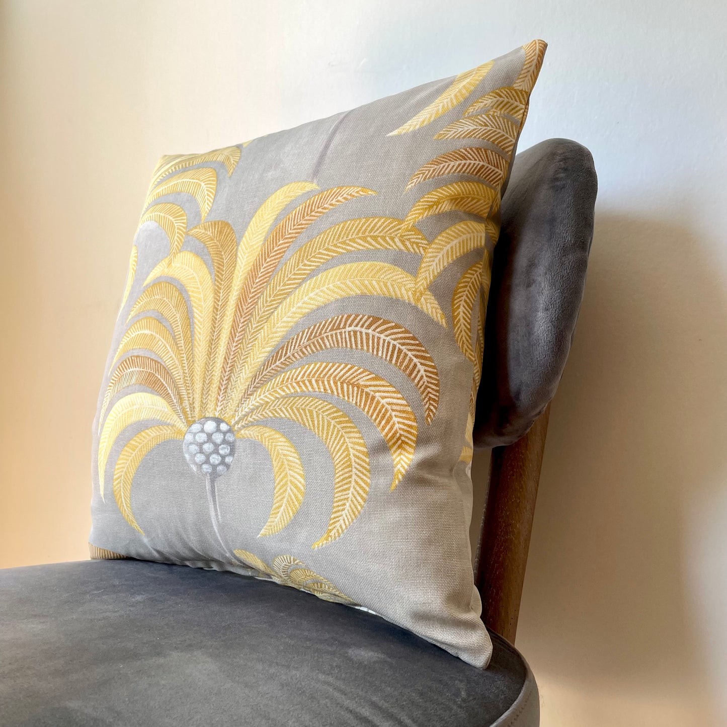 Taupe Palm Tree Cushion Cover 18 x 18"