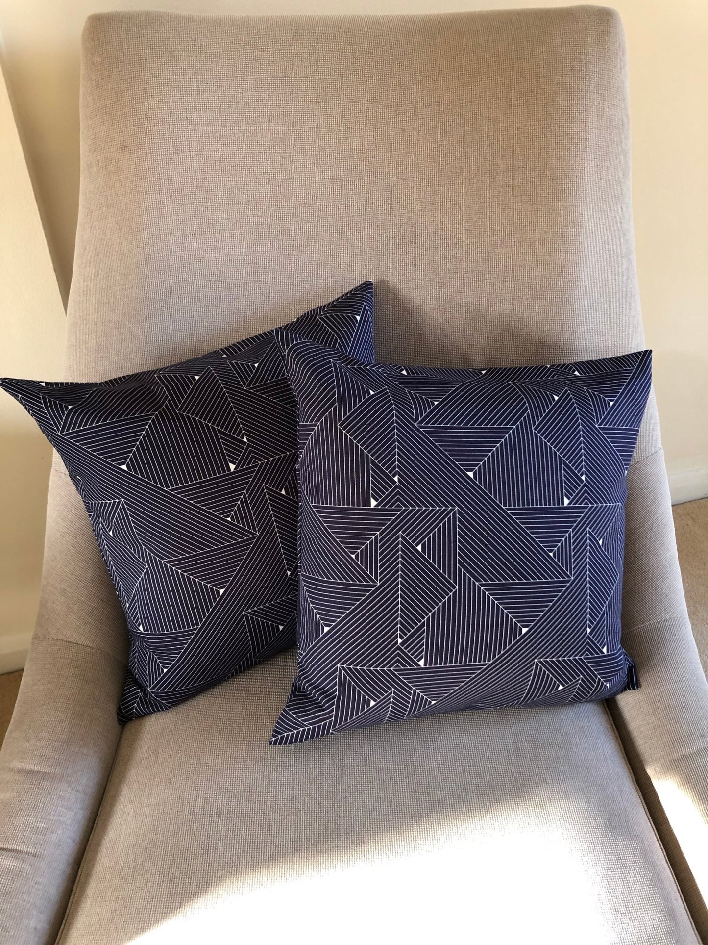 White Geometric Grid Cushion Cover, 18 x 18" - katywebsterhomeware
