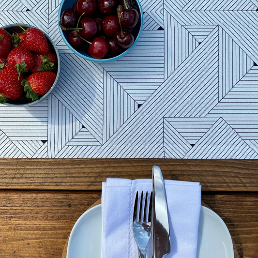 White Geometric Table Runner - katywebsterhomeware