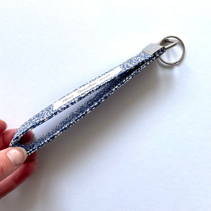 Best Teacher Wristlet Keyring Blue Ditsy