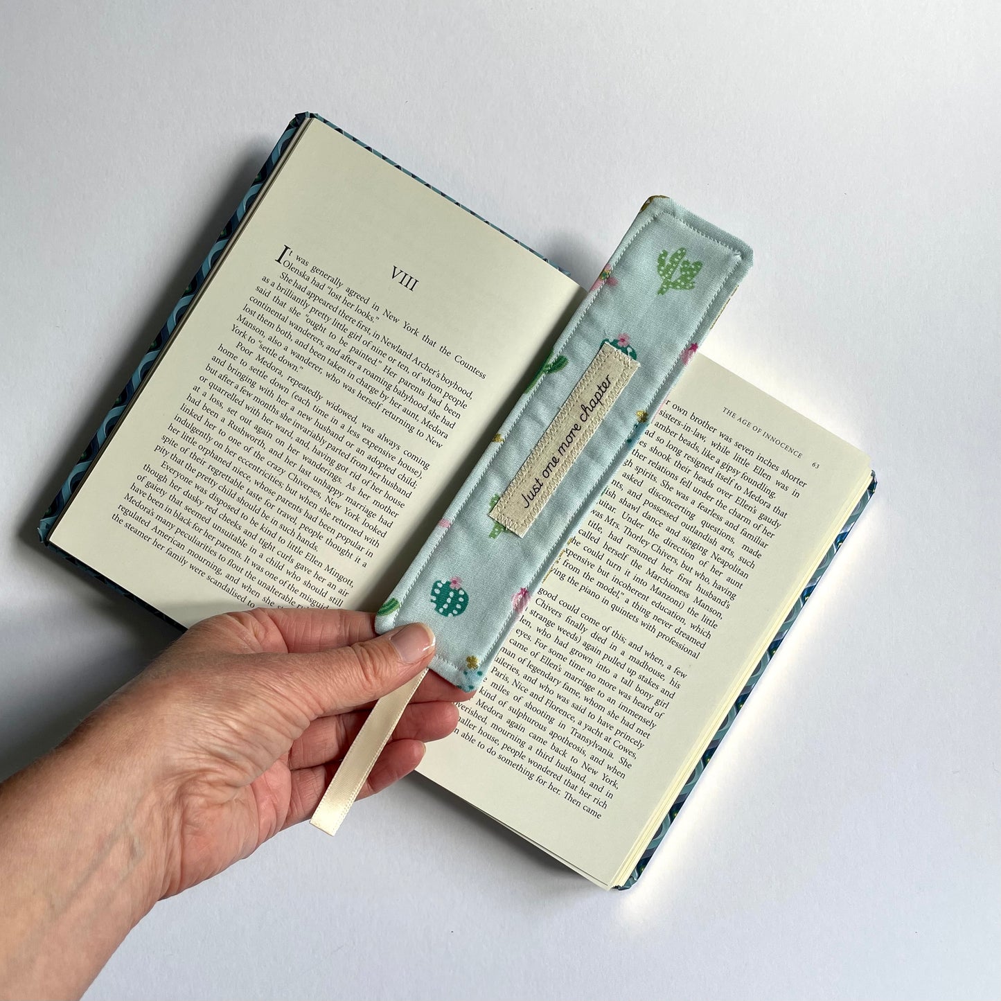 Fabric Bookmark with Quote (Teal Leopard)