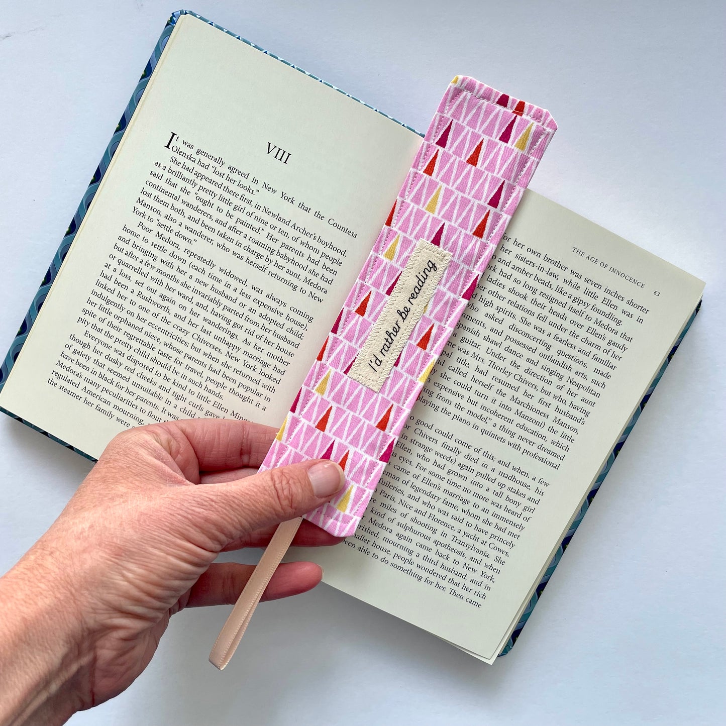 Fabric Bookmark with Quote (Teal Leopard)