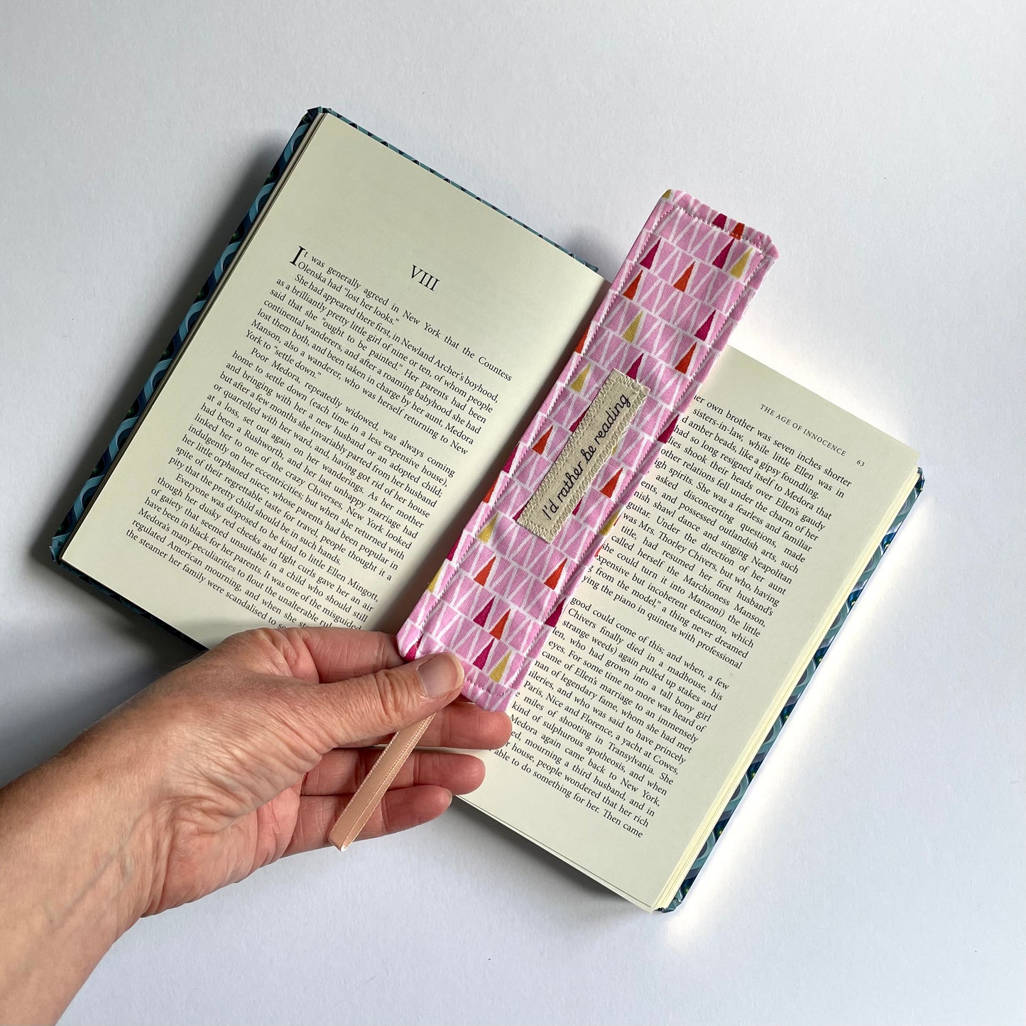 Fabric Bookmark with Quote (Teal Leopard)