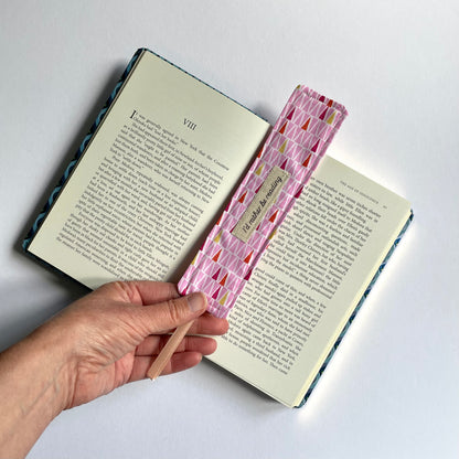 Fabric Bookmark with Quote (Teal Leopard)