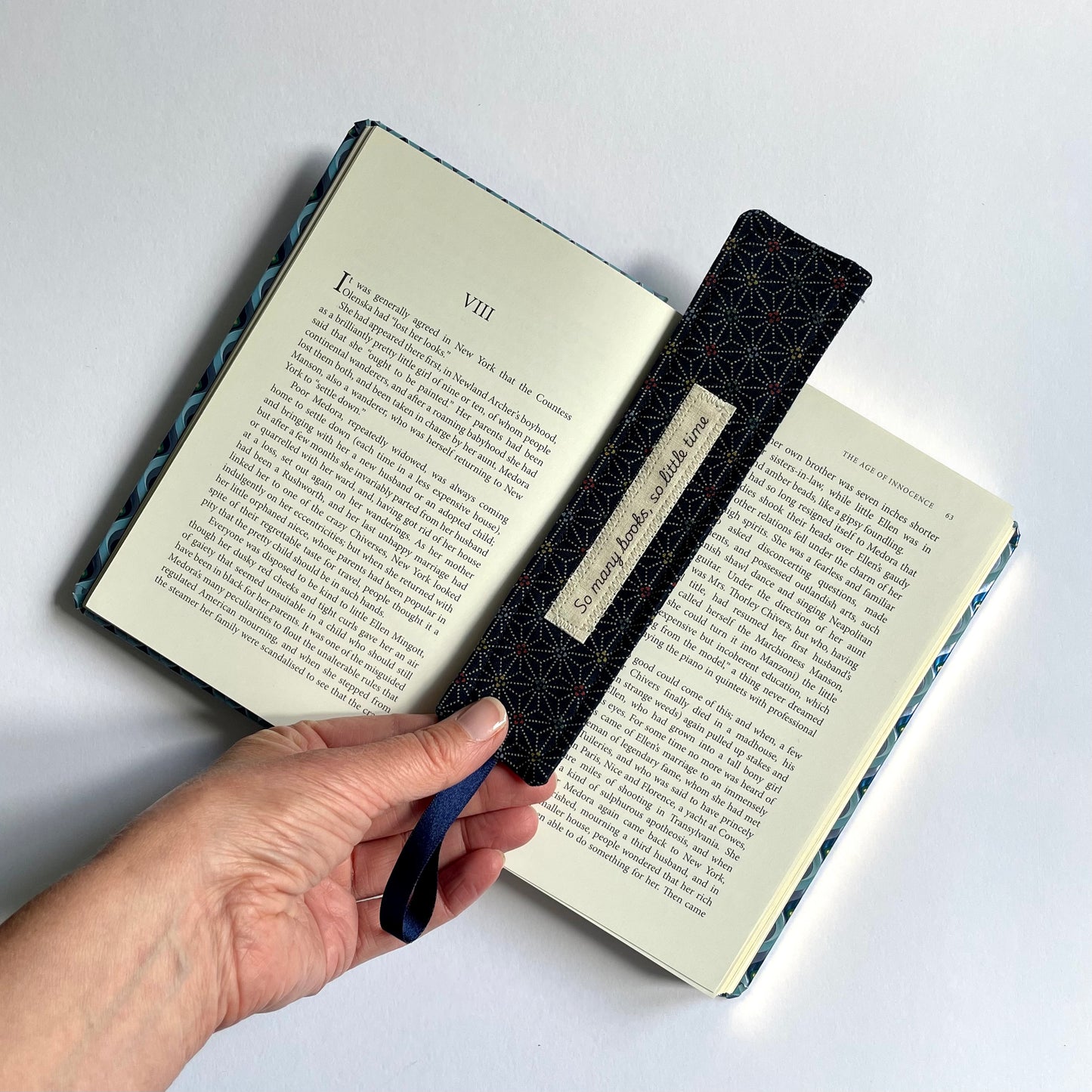 Fabric Bookmark with Quote (Teal Leopard)