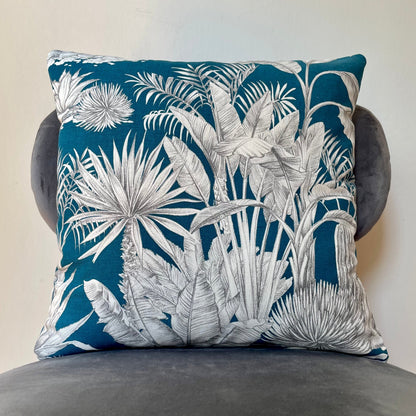 Teal Botanical Cushion Cover 18 x 18"