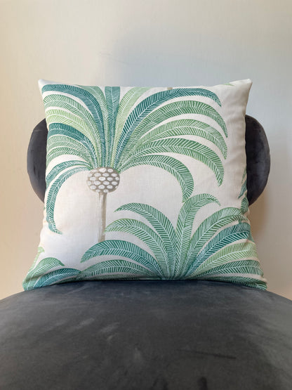 Pale Green Palm Tree Cushion Cover 18 x 18"