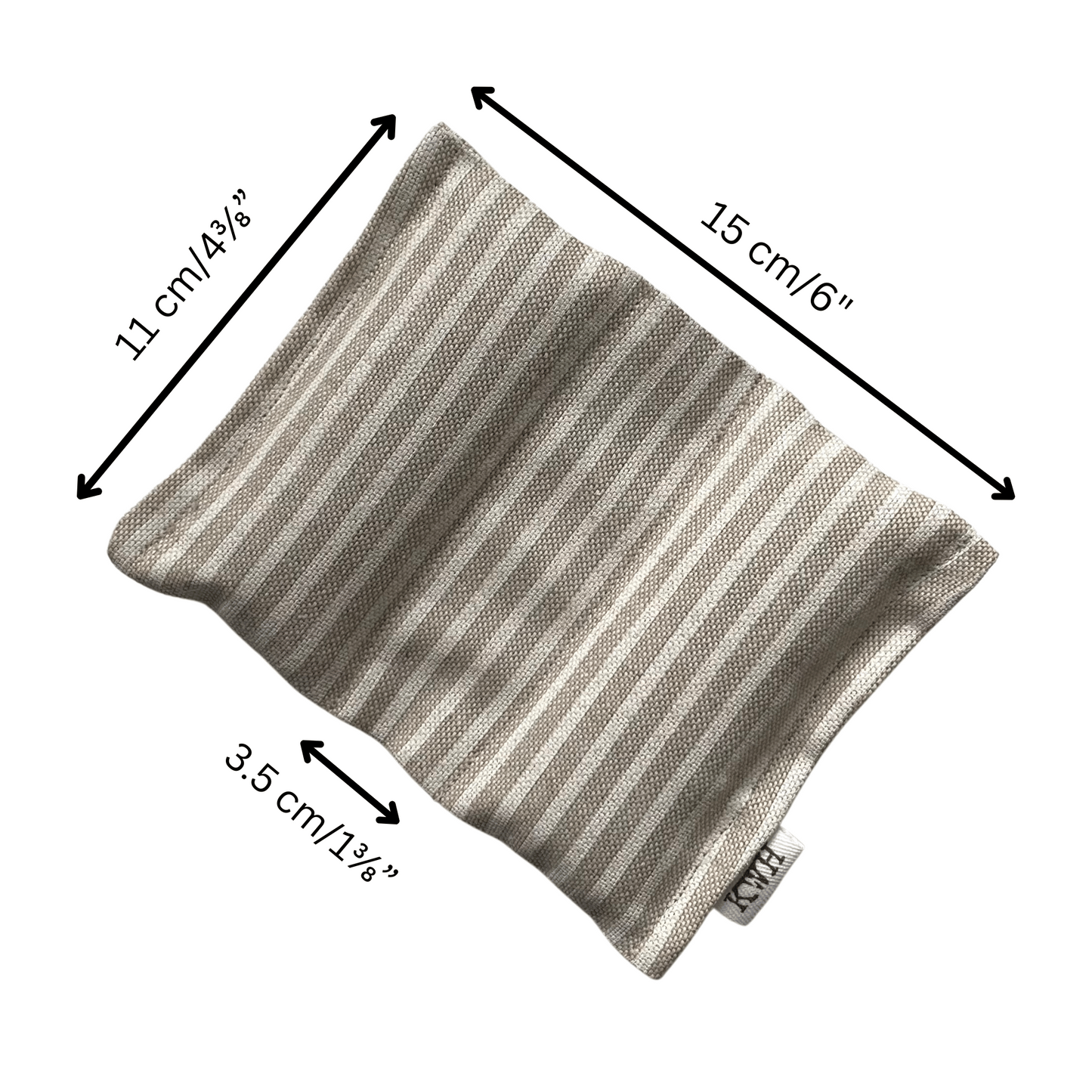 Striped door wedge with dimensions labeled on a white background