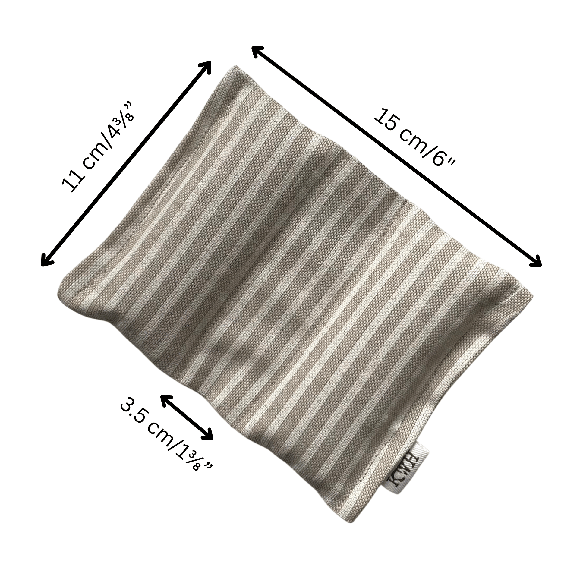 Striped door wedge with dimensions labeled on a white background