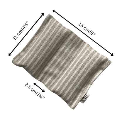 Striped door wedge with dimensions labeled on a white background