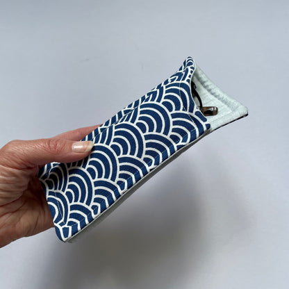 Blue Wave Fabric Glasses Case