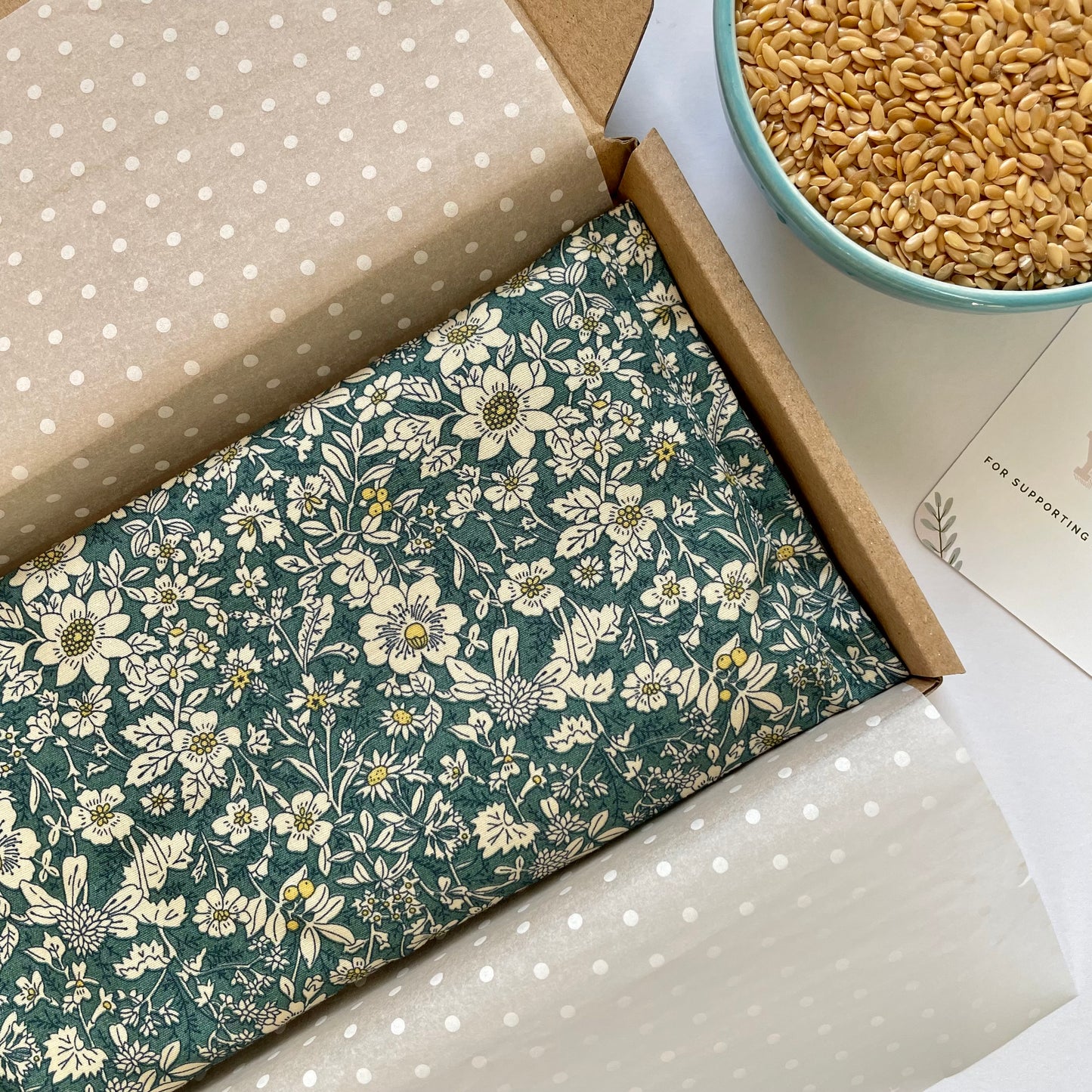 Blue/Cream Floral Weighted Eye Pillow