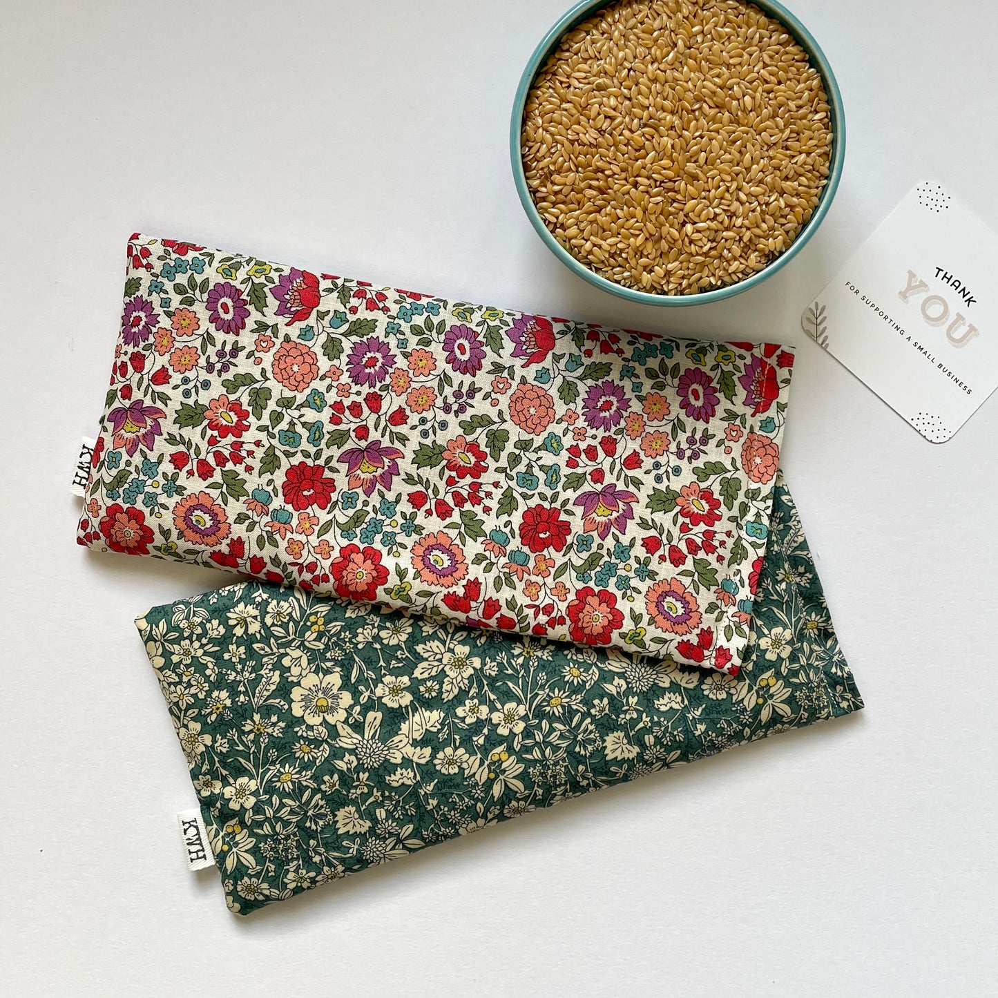 Blue/Cream Floral Weighted Eye Pillow