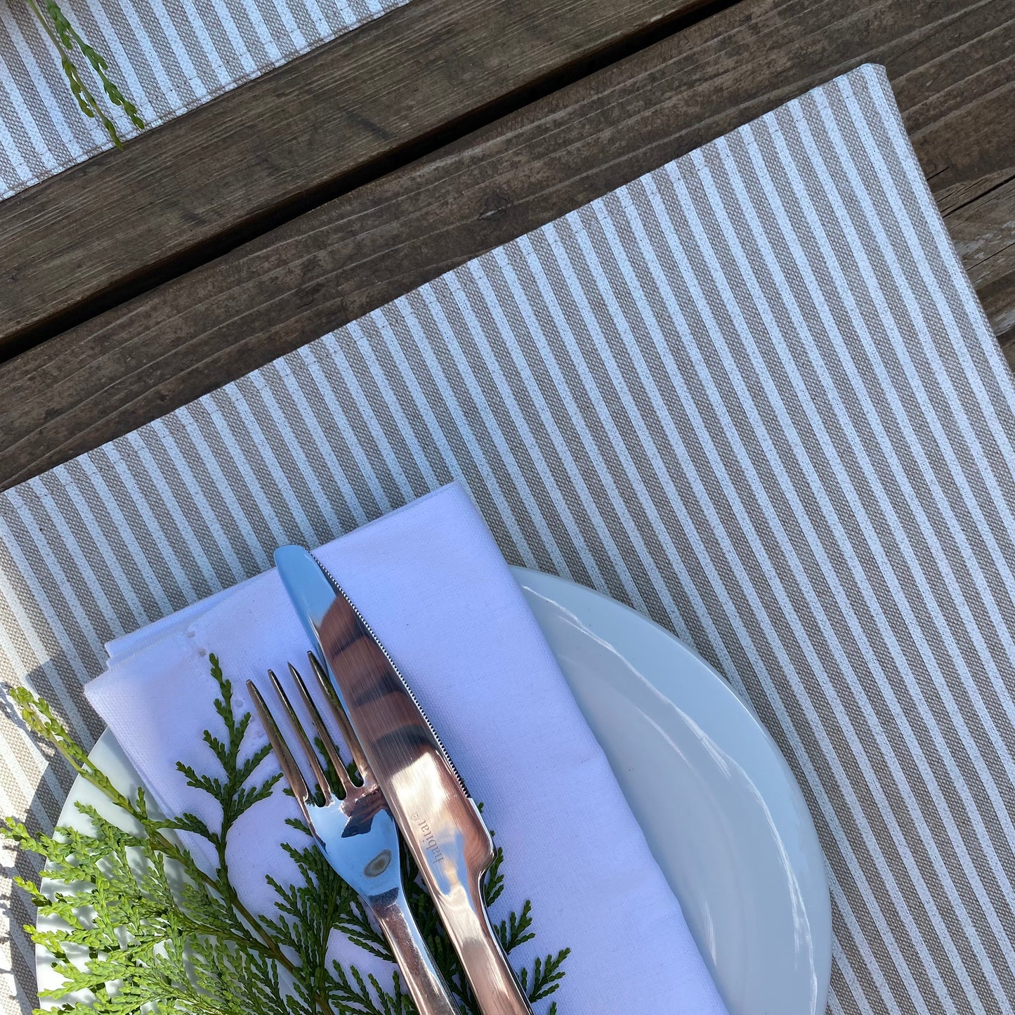 White Stripe Fabric Placemats
