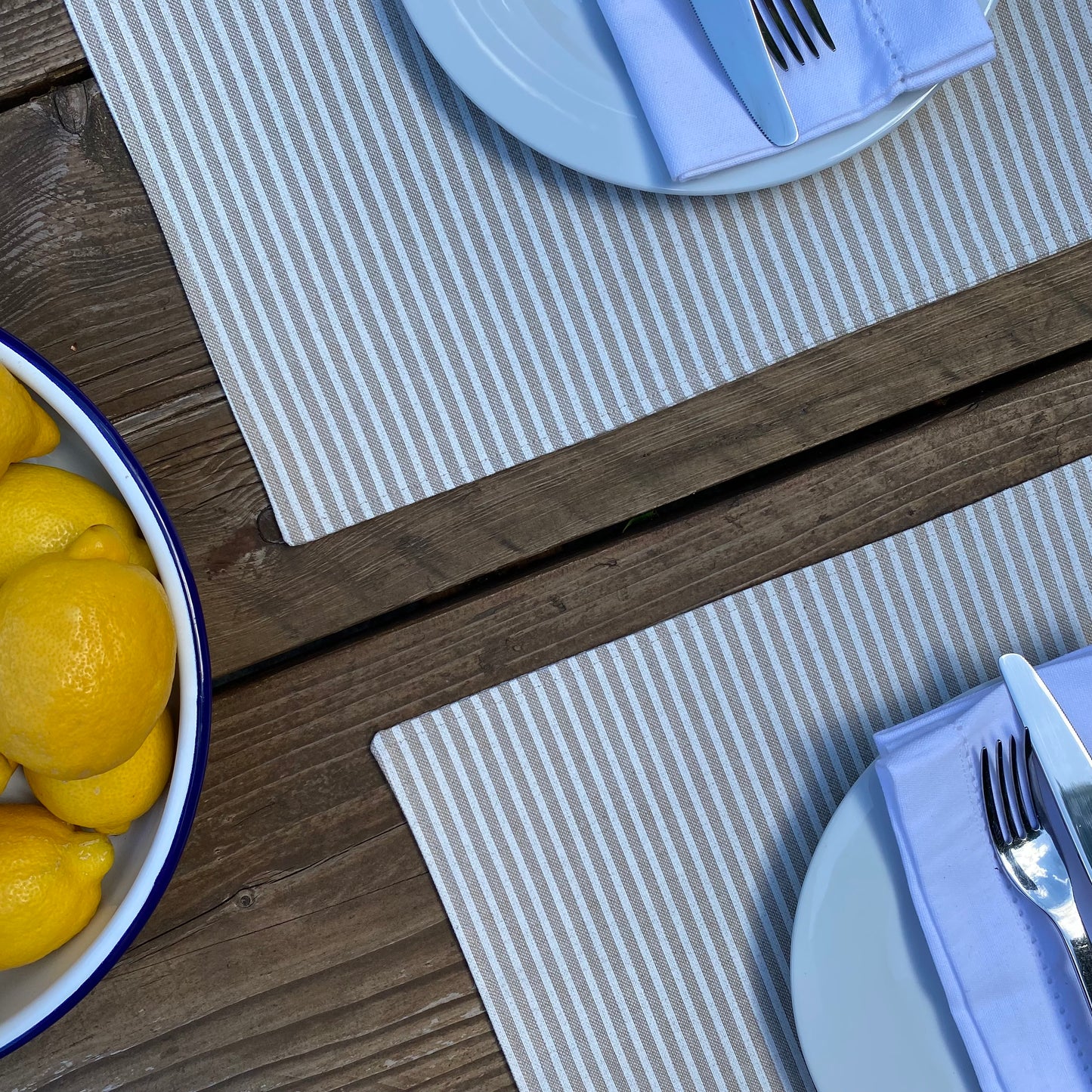 White Stripe Fabric Placemats
