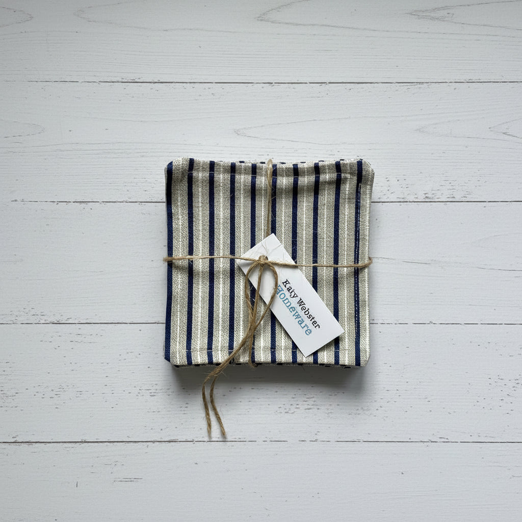 Red Stripe Fabric Coasters - 6 Pk