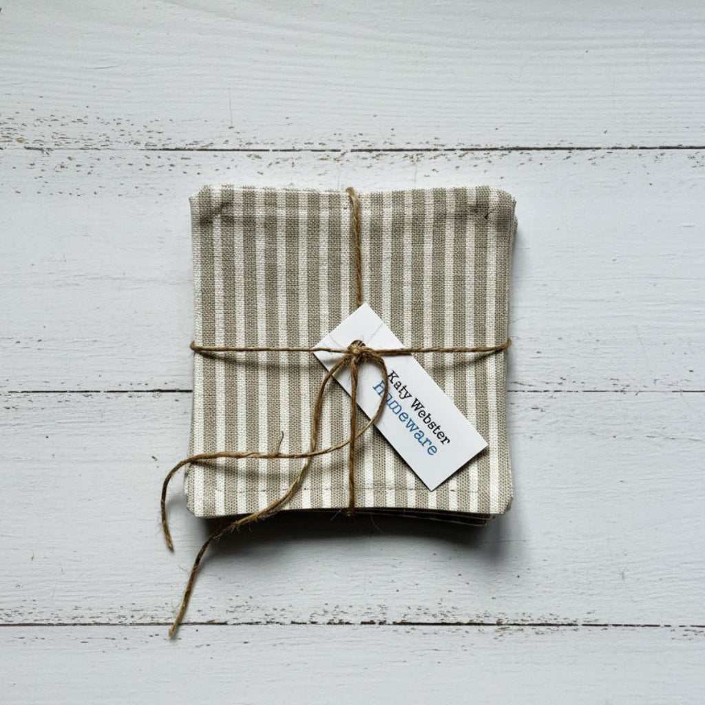 Red Stripe Fabric Coasters - 6 Pk