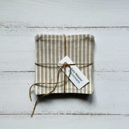 Red Stripe Fabric Coasters - 6 Pk