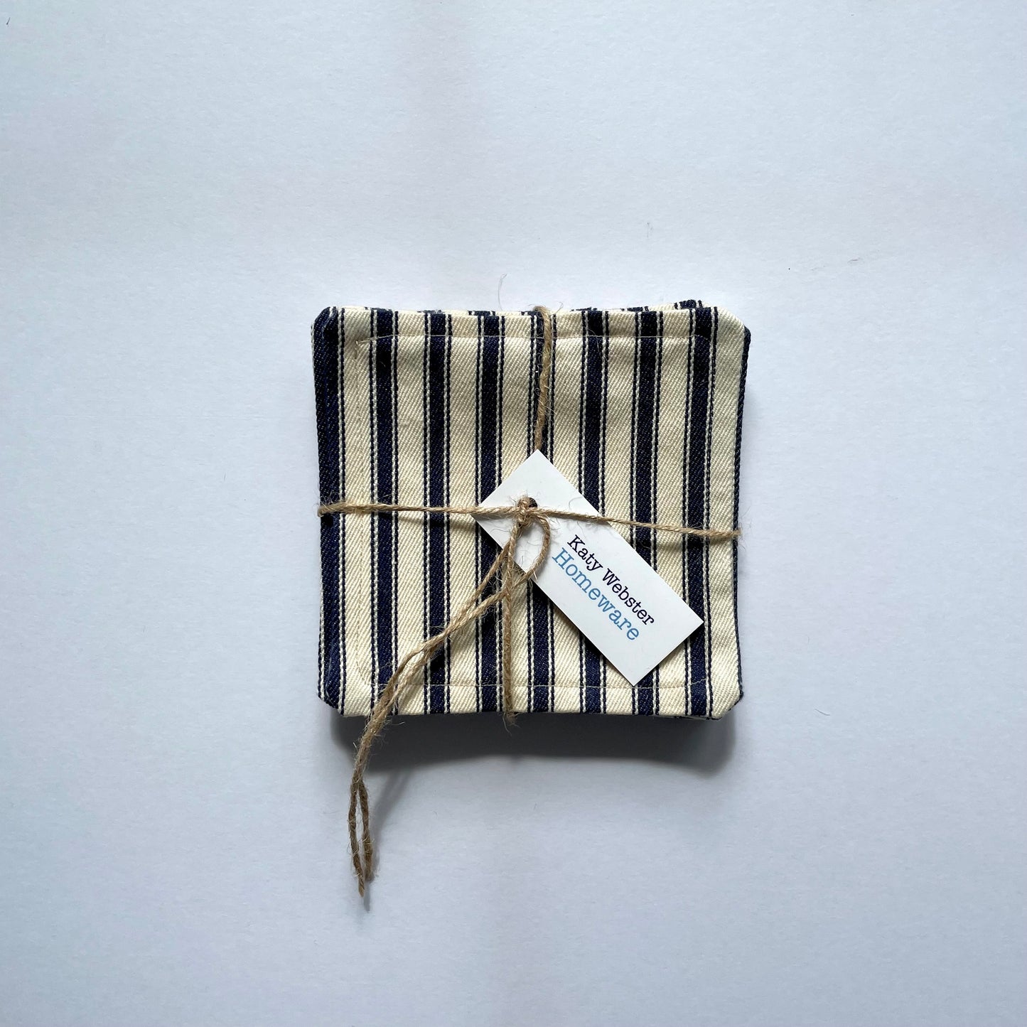 Red Stripe Fabric Coasters - 6 Pk