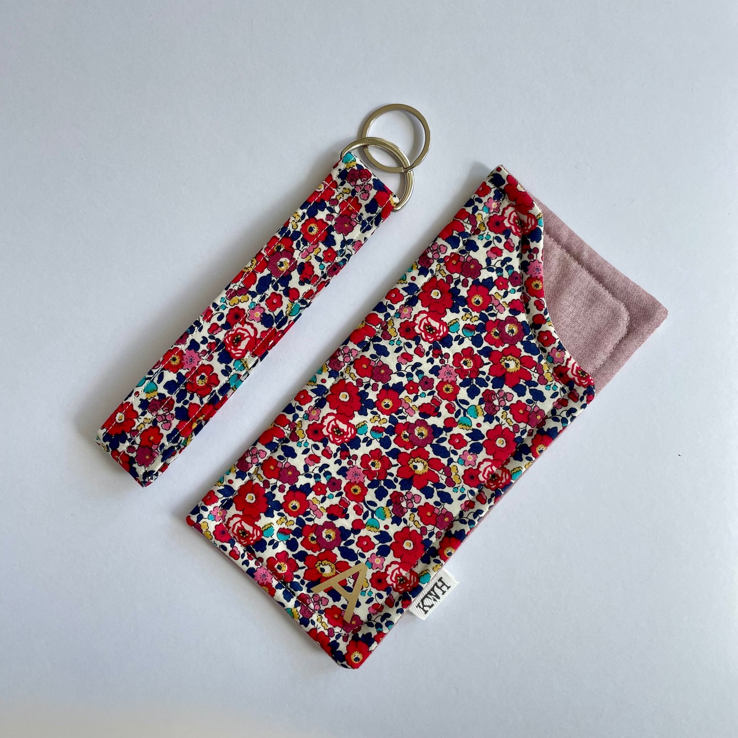 Floral Glasses Case + Wristlet Keyring Set