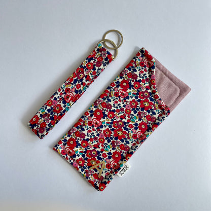 Floral Glasses Case + Wristlet Keyring Set