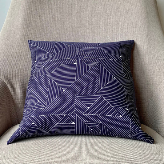 Navy Geometric Grid Cushion 18 x 18" 