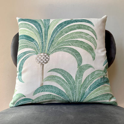 Pale Green Palm Tree Cushion Cover 18 x 18"