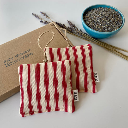 Raspberry Ticking Lavender Bags in Gift Box (2 Pk) 