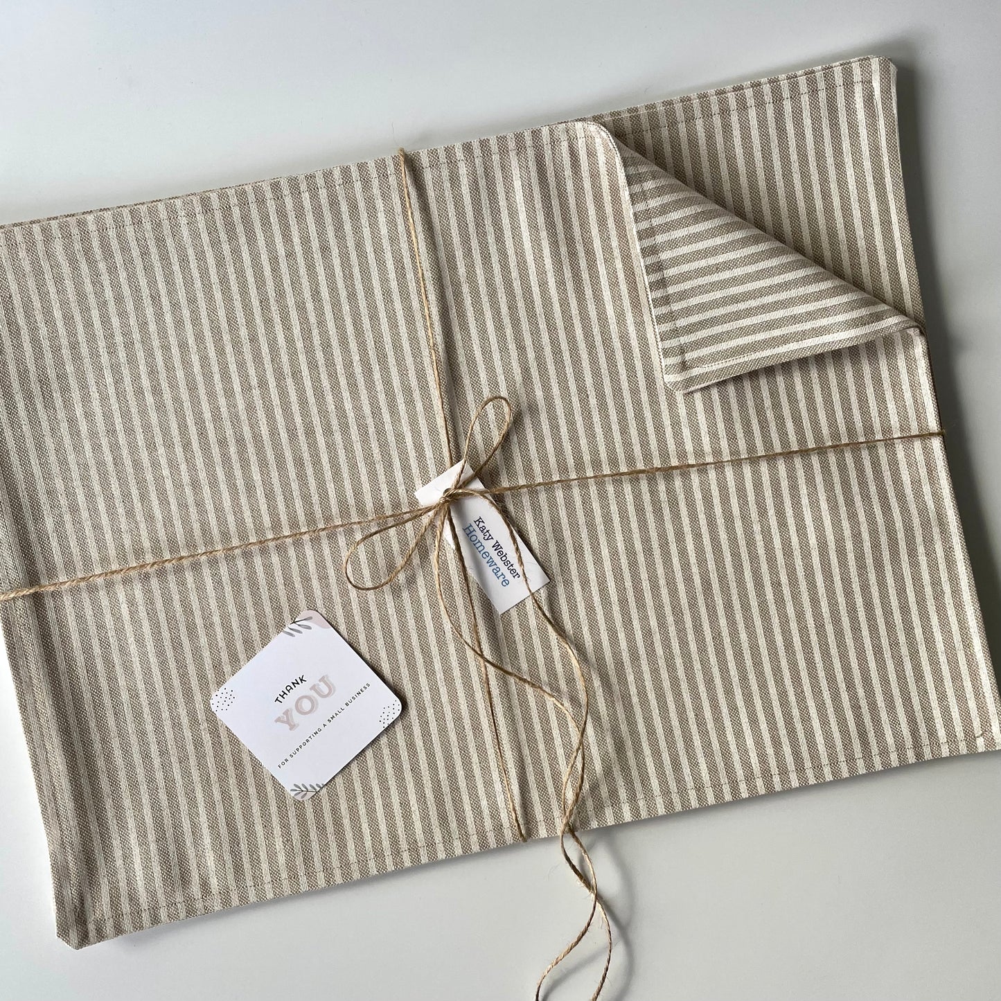 White Stripe Fabric Placemats