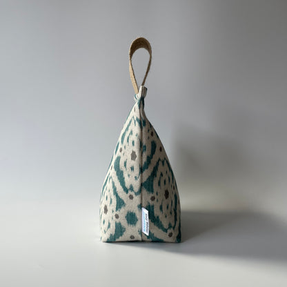 Teal/Grey Ikat Fabric Door Stop
