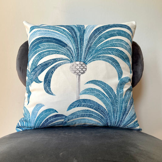 Teal Palm Tree Cushion Cover 18 x 18"