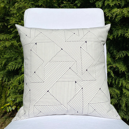 White Geometric Grid Cushion Cover, 18 x 18" 