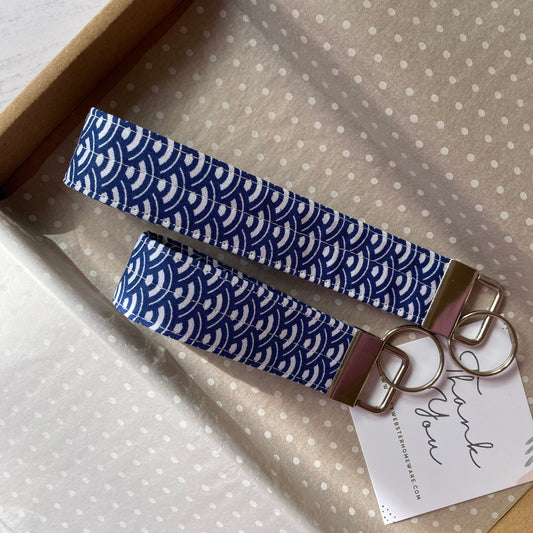 Wristlet Fabric Key Fob - Blue Wave 