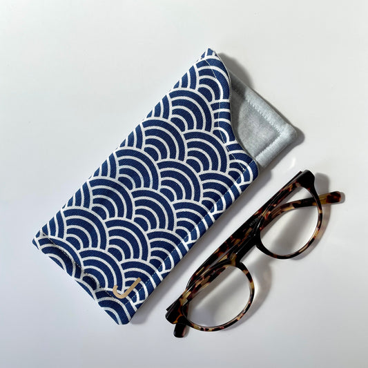 Blue Wave Fabric Glasses Case