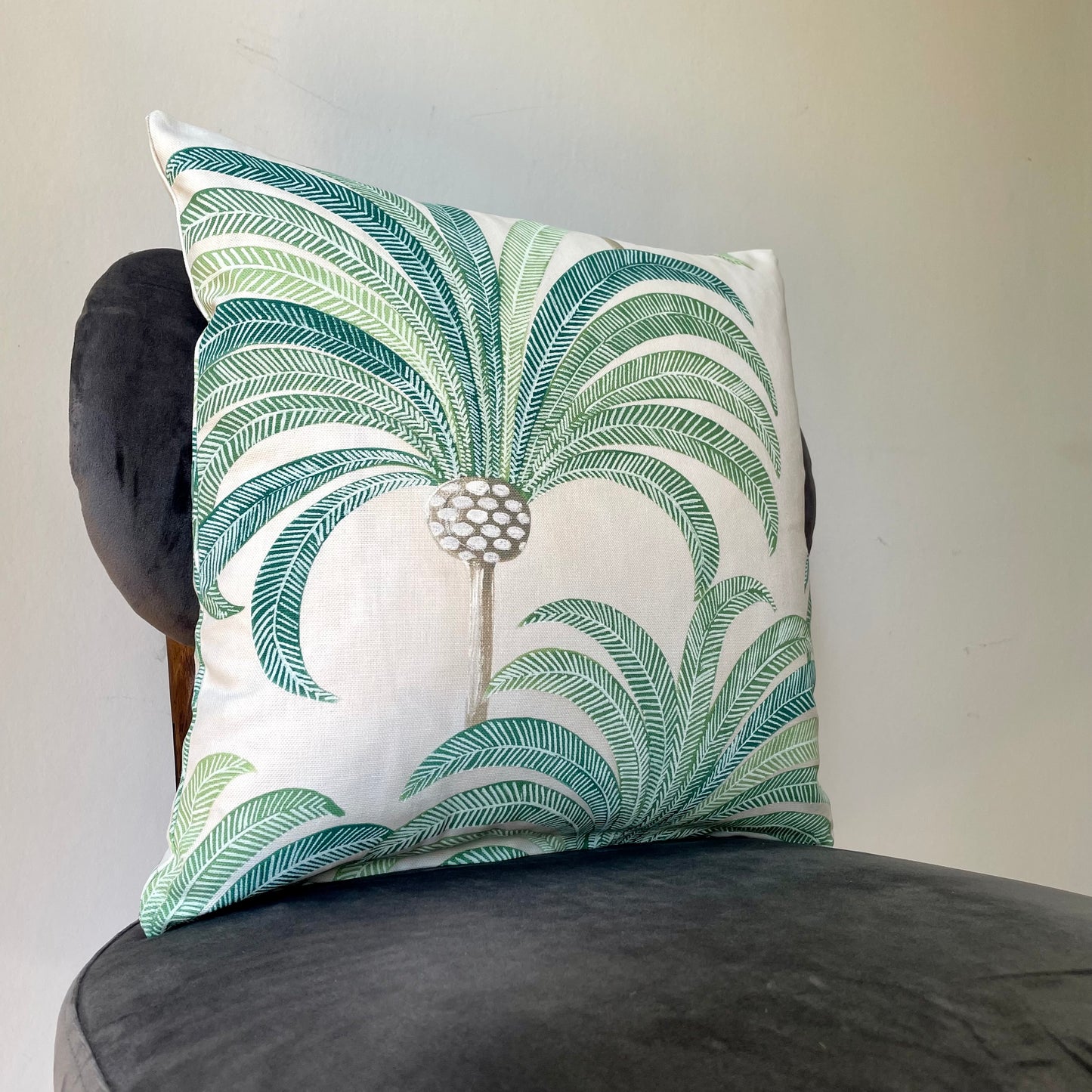 Pale Green Palm Tree Cushion Cover 18 x 18"