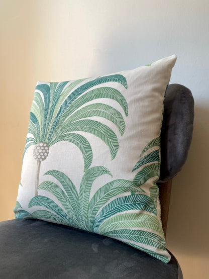 Pale Green Palm Tree Cushion Cover 18 x 18"