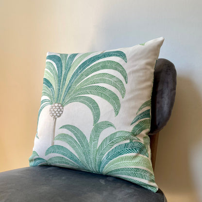 Pale Green Palm Tree Cushion Cover 18 x 18"