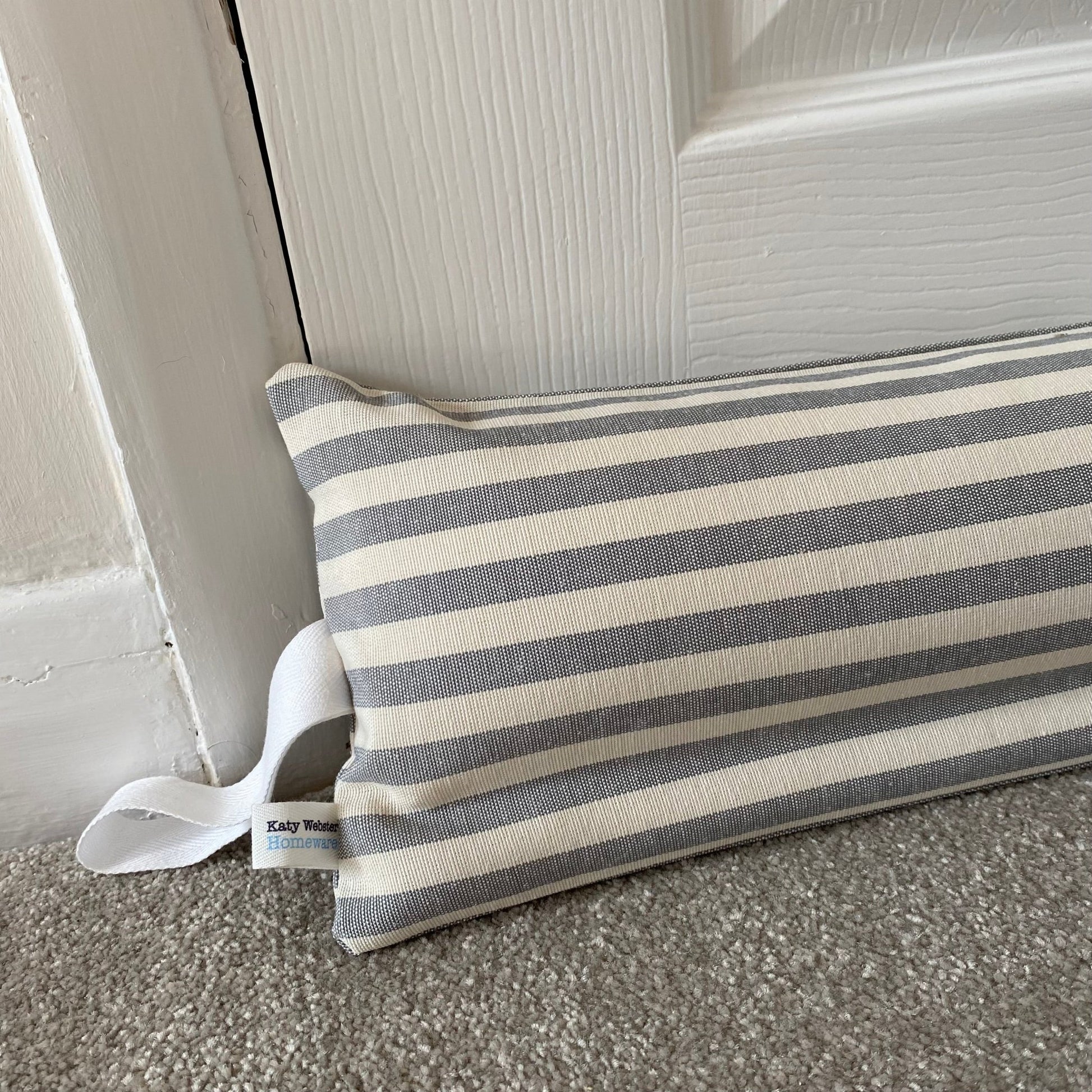 Grey Stripe Weighted Draught Excluder - katywebsterhomeware