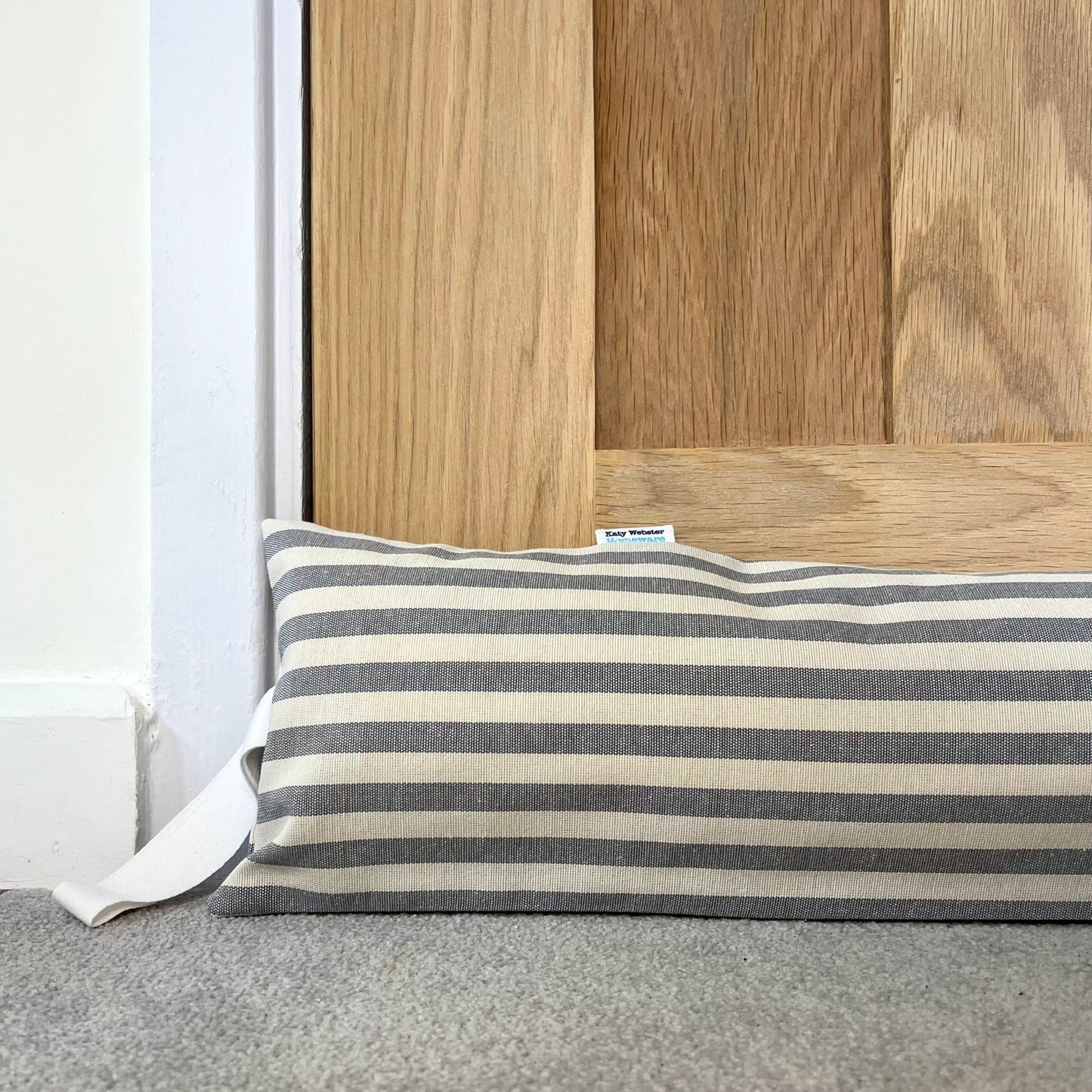 Grey Stripe Weighted Draught Excluder - katywebsterhomeware