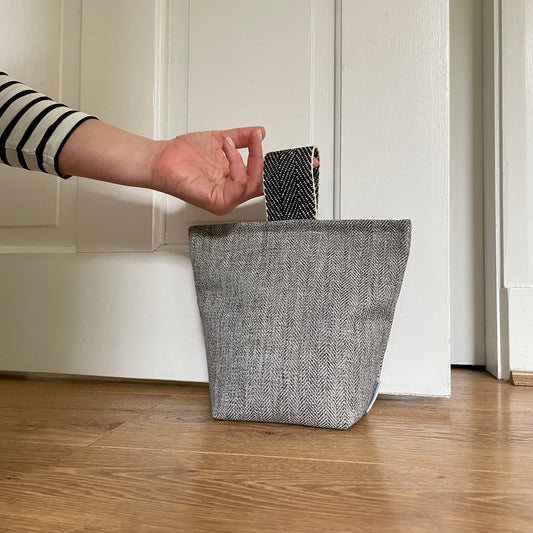 Grey Herringbone Heavy Door Stop 2 KG