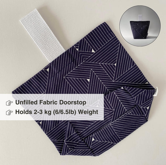 Navy Unfilled Fabric Door Stop - Geometric Fabric Doorstop - Modern Fabric Doorstop